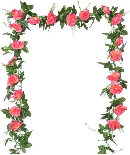 Hello Garden Künstliche Rosengirlande in Dunkelrosa, 220 cm Hängende Kunstblumen für Innen und Außen - Bild 1