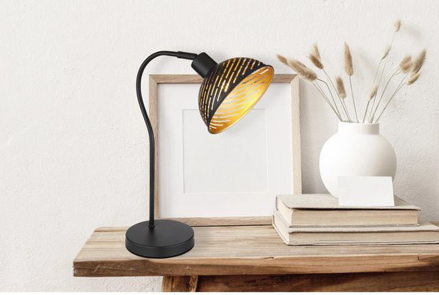 Globo Tischlampe Lenna 1-flammig Schwarz matt B/T/H: 30 cm x 18,5 cm x 45 cm - Bild 1