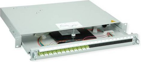 TELEGÄRTNER PROFI V LWL-Panel OM5 Grade B mit 12x LC Duplex Kupplungen und Pigtails in Lindgrün - Bild 1