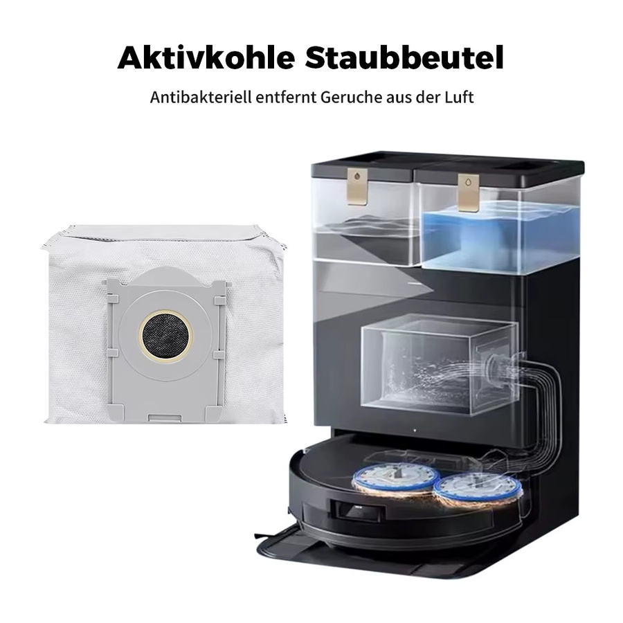WINDNINJA Staubbeutel in Weiß passend für Ecovacs T50 Pro Omni, T50 Omni, T50 Max Pro Omni, X8 Pro Omni, X9 PRO OMNI, T80 OMNI und Yeedi S14 Roboterstaubsauger - Bild 2