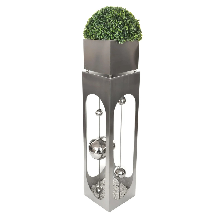 DELUKE Pflanzsäule OSCAR aus Edelstahl in Silber für Innen und Außen, Höhe: 110,7 cm, Breite: 26,0 cm, Tiefe: 26,0 cm - Bild 2