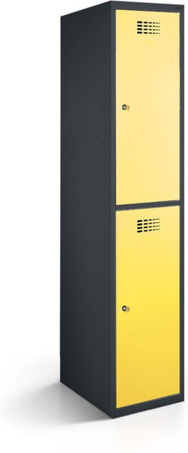 rotstahl Garderobenspind mit 2 Türen in Gelb und anthrazitgrauem Korpus, B/T/H: 40 x 50 x 180 cm - Bild 1