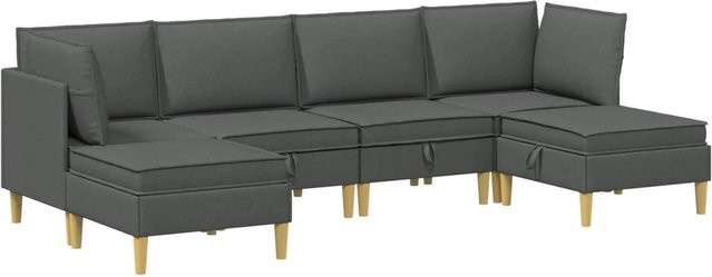 vidaXL Wohnzimmergarnitur aus Stoff in Dunkelgrau mit 6 Kissen und modularen Elementen - Bild 1