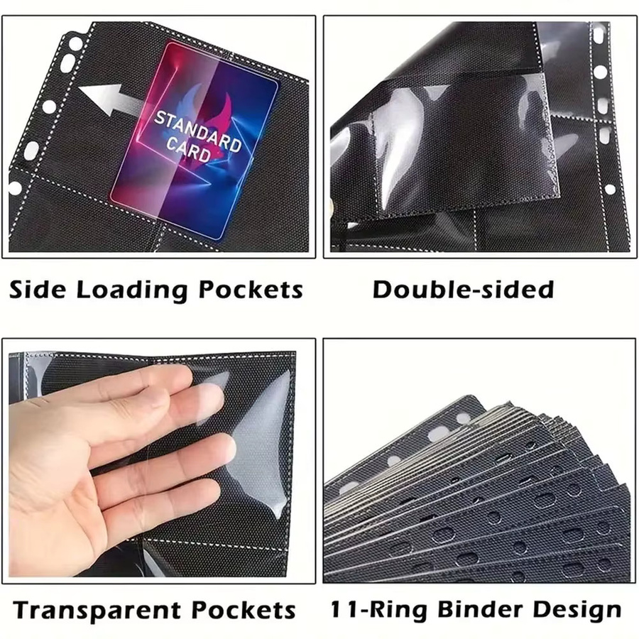 10er-Pack A4 Sammelkarten-Ordner in Schwarz mit 9 Taschen für 180 Spielkarten - Bild 5