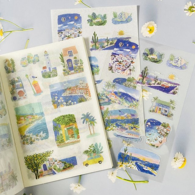 20 Blatt Scrapbook-Landschaftsaufkleber aus PET und Washi-Papier in Multicolour für Journaling, DIY und Basteln - Bild 1