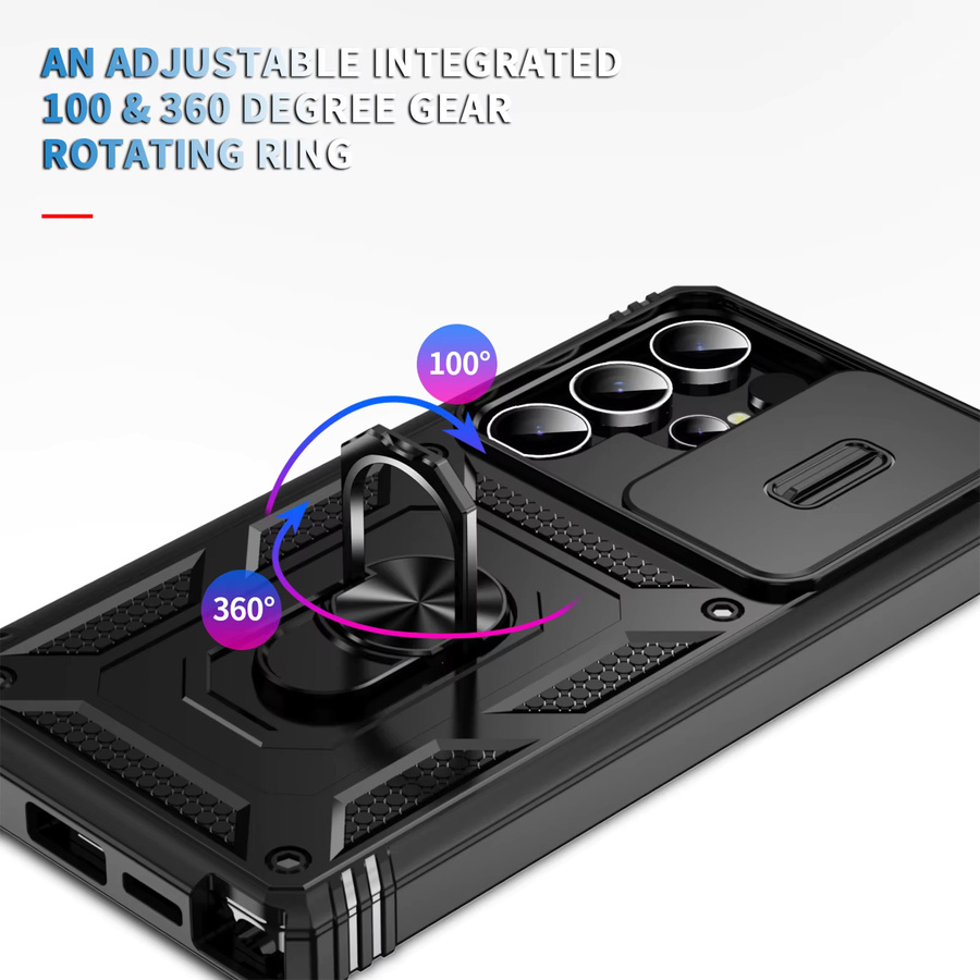 360-Grad-Vollschutz-Handyhülle mit Magnetring und Standfunktion für Samsung Galaxy S25 S24 S23 Ultra Plus S25 Edge S24FE in Schwarz oder Blau - Bild 5