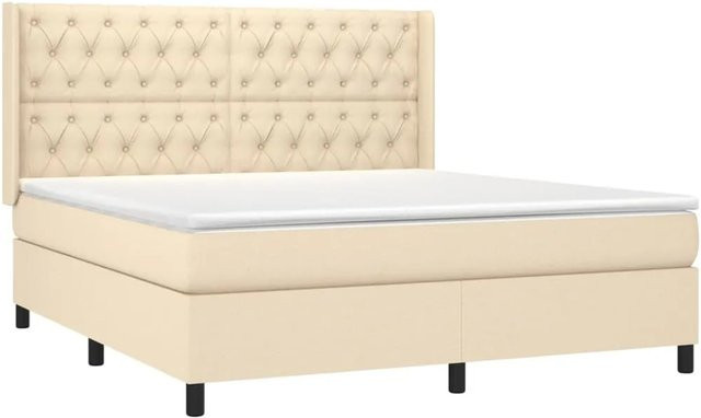 vidaXL Boxspringbett mit Matratze in Beige, Hybrid-Bett mit LED-Unterbettbeleuchtung und USB-Ladeanschluss, B/T: 160 x 200 cm - Bild 1