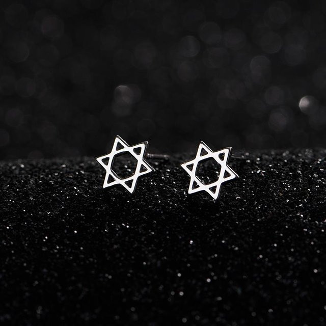 Lucky Star Jewelry Ohrstecker Hexagramm Stern, Kupfer, Silber, Damen - Bild 1