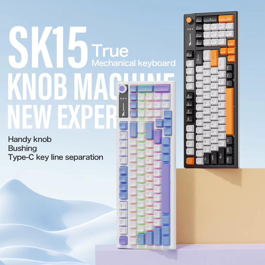 SMAILWOLF SK15 Mechanische Gaming-Tastatur in Schwarz mit 98 Tasten und Full-Key-Rollover für E-Sport und Büro - Bild 2