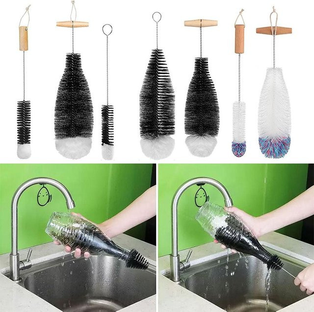 Soda Stream Flaschenbürste mit Buchenholzgriff in Braun zur Reinigung von Gläsern und Flaschen - Bild 1