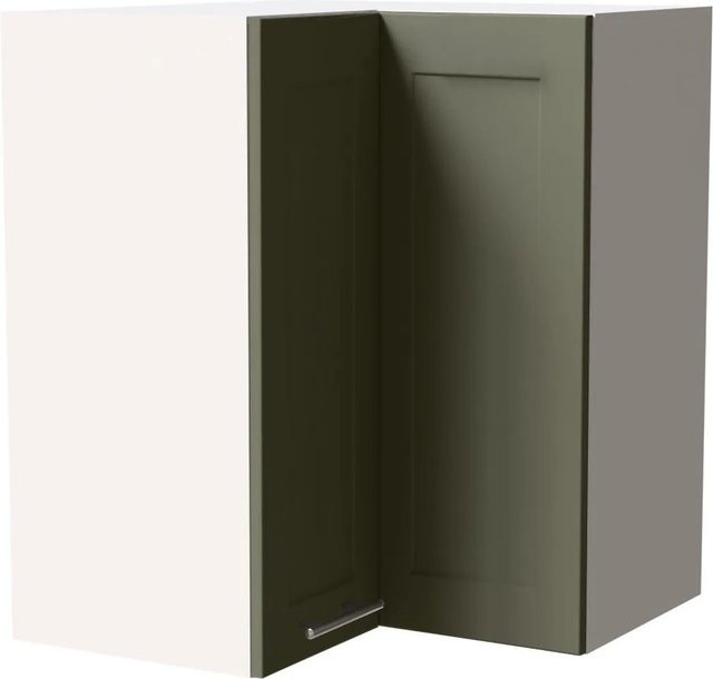 Eckhängeschrank Oslo von Feldmann-Wohnen in Weiß und Reed Green Matt, B/T/H: 60 x 60 x 72 cm - Bild 1