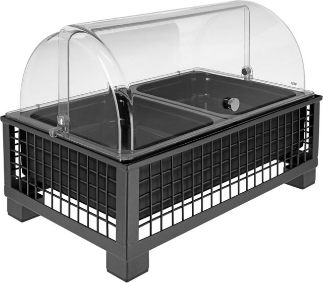 VEGA Buffetvitrine Portland hoch aus Melamin, rechteckig, Farben: anthrazit, transparent und weiß, B/T/H: 35,2 x 55,4 x 29,9 cm - Bild 1