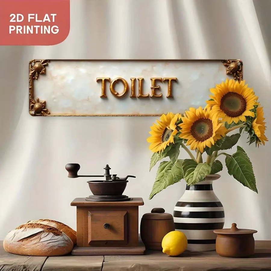 CIFBUY Vintage Toilettenschild aus Metall als Aluminiumplakette zur Wanddekoration für dein Zuhause oder Büro, B: 40,0 cm, H: 10,0 cm, T: 1,0 cm - Bild 3