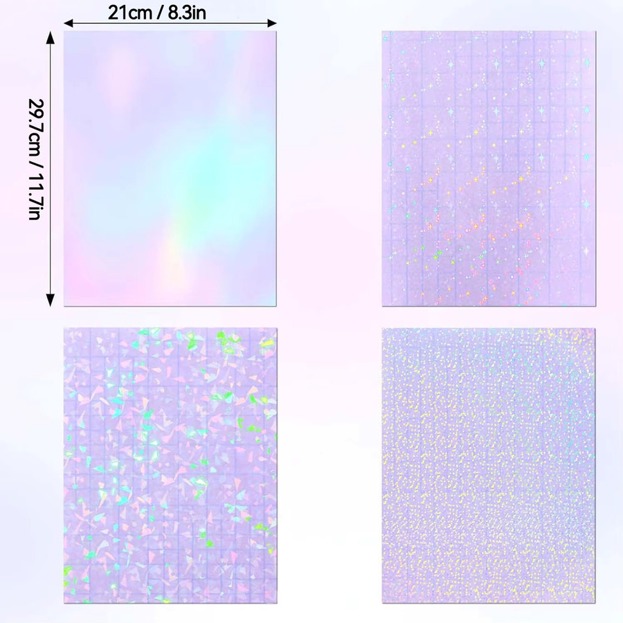 Holografische transparente Kaltlaminierfolie aus selbstklebendem Vinyl in A4, wasserdicht, 20/40 Stück - Bild 3