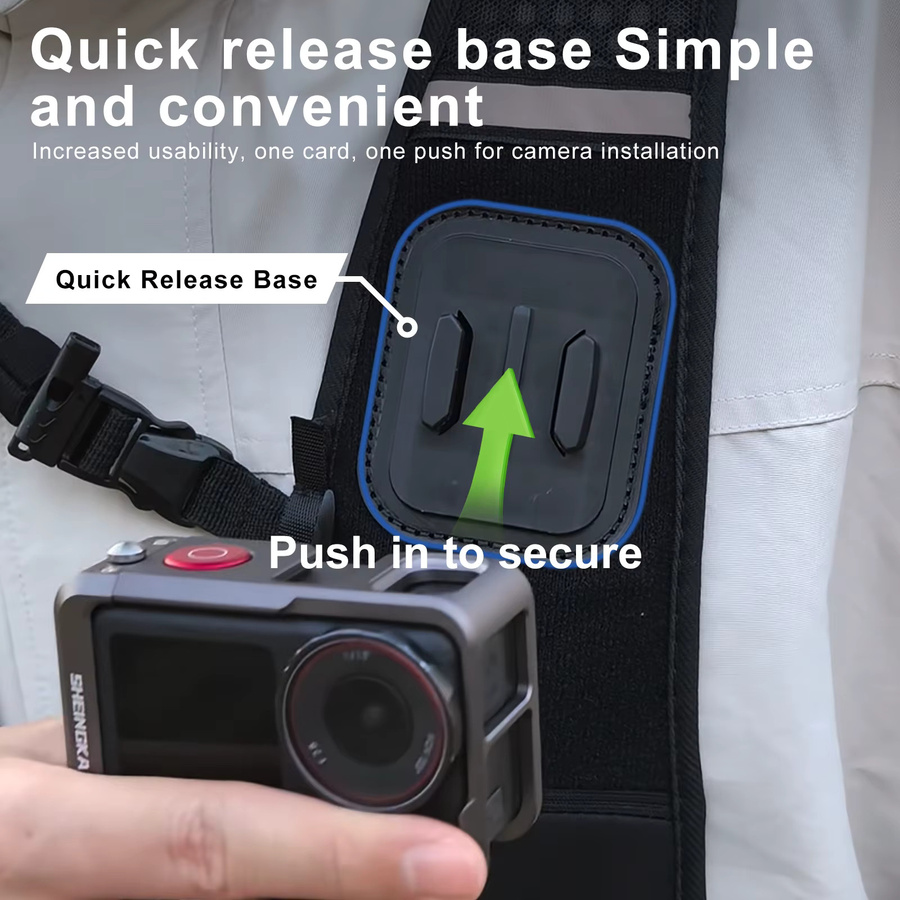 Action-Kamera-Brustgurt und Rucksack-Schultergurt-Halterung für GoPro Hero 13 und Hero 12 in Schwarz mit Doppelklemme - Bild 5