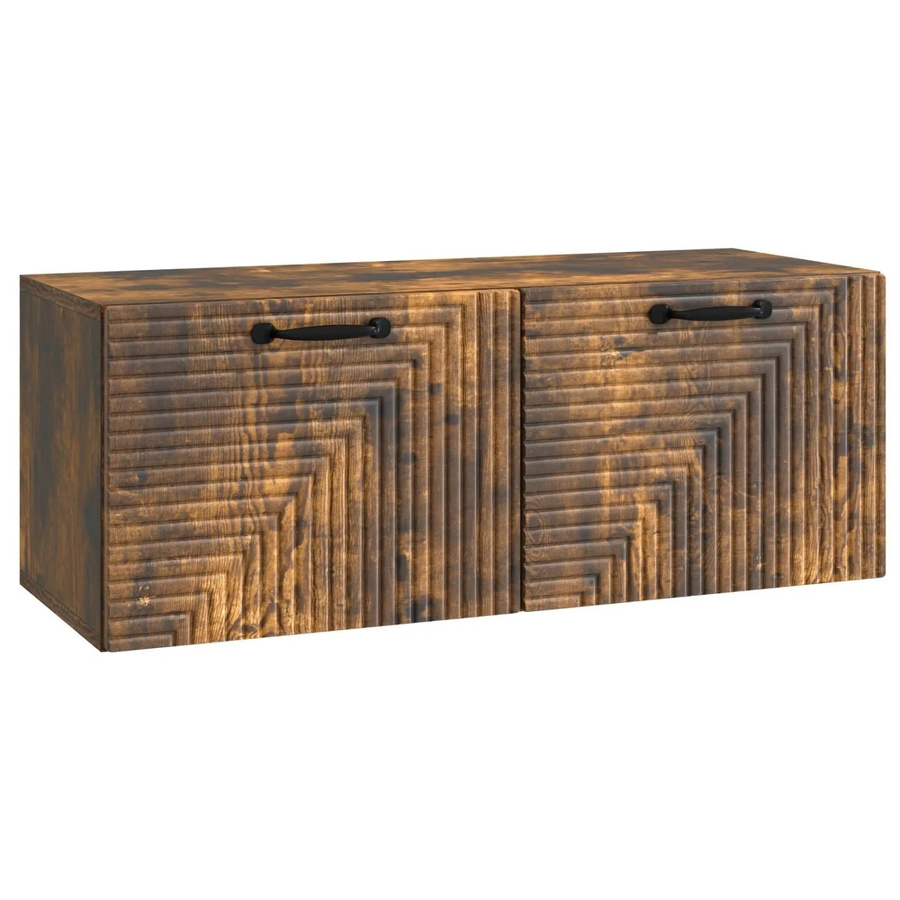 vidaXL Wandmontierter TV-Schrank in Geräuchertem Eichen-Design, Braun, B/T/H: 78,5 x 31 x 30 cm - Bild 2
