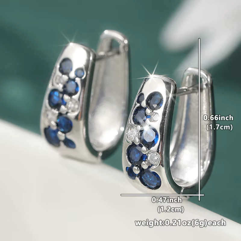 YoYo Creolen, blaue synthetische Zirkonia, versilbert, Damen - Bild 3