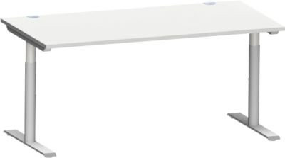 Schäfer Shop Genius Schreibtisch MODENA FLEX höhenverstellbar mit T-Fuß-Rundrohr, grau, Breite: 160 cm, Tiefe: 80 cm, Höhe: 80 cm bis 160 cm - Bild 1