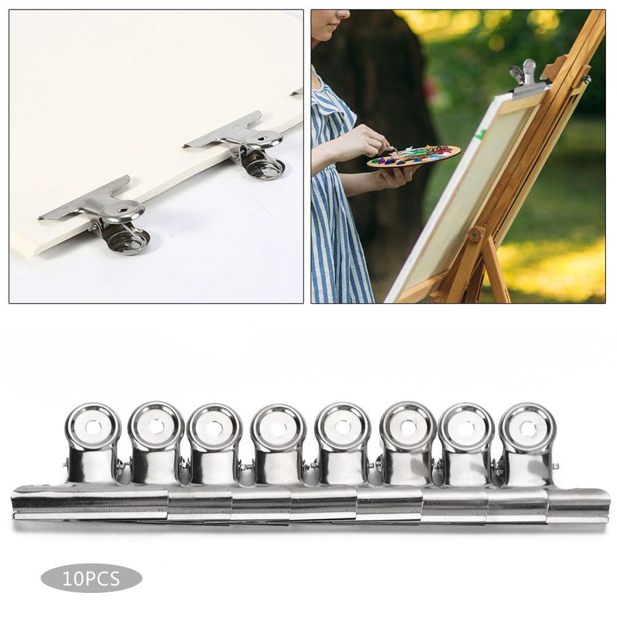 10 Stück Shoemst Foldback Clips aus Edelstahl in Silber für Dokumente und Kunstbedarf - Bild 3