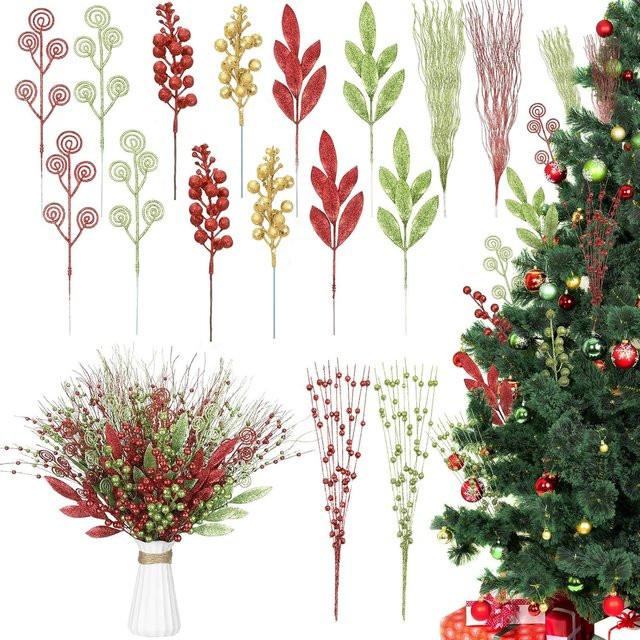 MENGHAO 16-teiliges Set Künstliche Beeren-Bouquets als Weihnachts- und Silvesterdekoration in Mehrfarbig - Bild 1