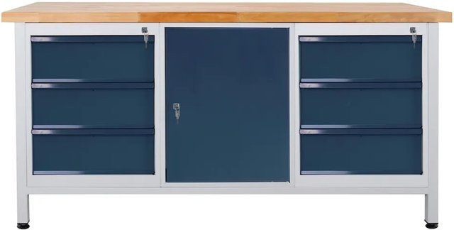PROREGAL Werkbank Giant Rhino mit 6 Schubladen und 1 Tür, H x B x T: 84 x 170 x 60 cm, Traglast 500 kg, Lichtgrau Anthrazitgrau - Bild 1