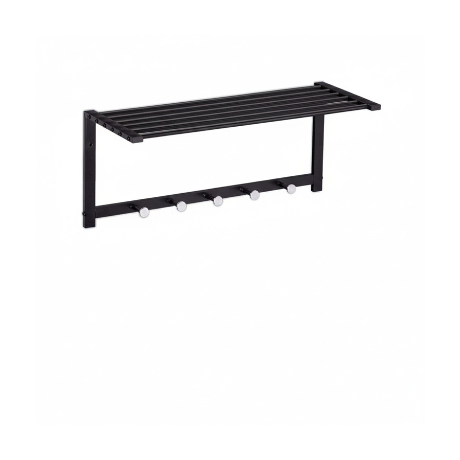 Relaxdays Wandgarderobe aus Stahl mit Ablage und 5 Haken in Schwarz und Silber, B/T/H: 65 x 28 x 25 cm - Bild 2