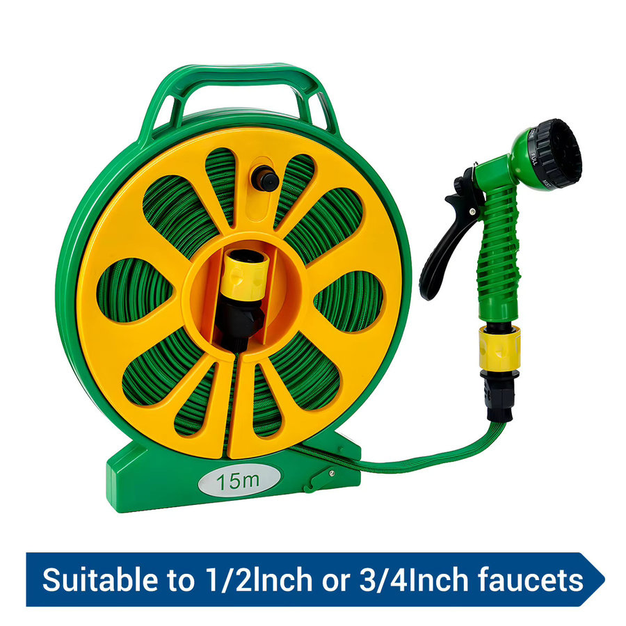 Drillpro PVC-Gartenschlauch in Grün mit 5 Sprühmustern und Sprühdüse, Länge: 15 m, passend für 1/2 Zoll oder 3/4 Zoll Wasserhähne - Bild 2