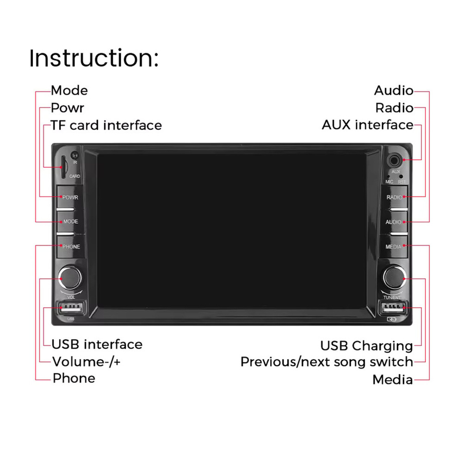YELLOBERRY 7-Zoll Carplay Auto-Multimedia-Autoradio Videoplayer in Schwarz für Toyota VIOS CROWN CAMRY HIACE PREVIA COROLLA RAV4 Pardo - Bild 3