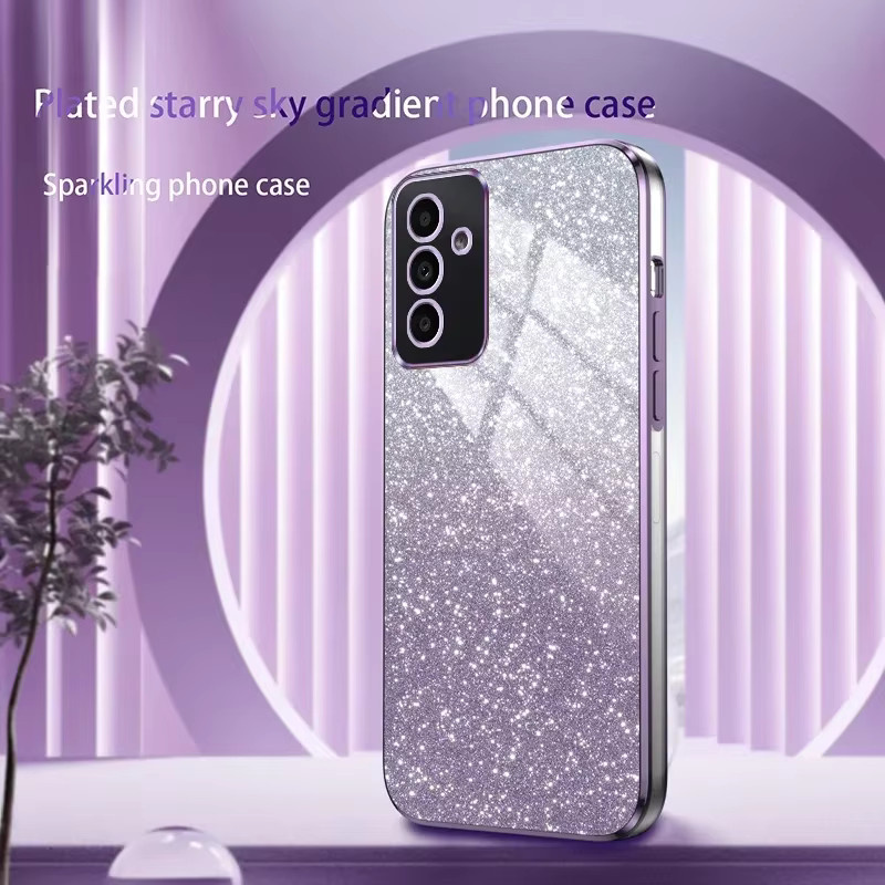 Glänzende Silikonhülle mit quadratischer Glitzerbeschichtung für Samsung Galaxy A15, A25, A35 und A55 5G in Pink - Bild 3