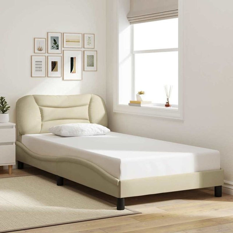 Vidaxl Polsterbett in Beige, Modernes Stoffbett ohne Matratze, B/T: 100 x 200 cm - Bild 1