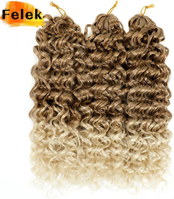 Felek Haarverlängerungen GoGo Curl Wasserwelle, 22 Zoll, Ombre Braun, 3 Stück, Damen - Bild 1