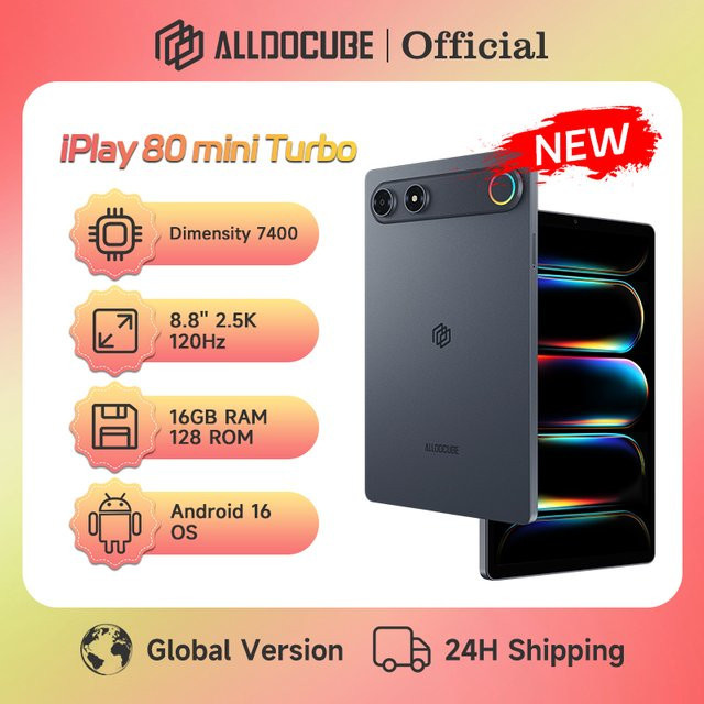 Alldocube iPlay 80 mini Turbo Tablet mit 8,8 Zoll 2,5K 120Hz Display, Dimensity 7400, 16GB RAM, 128GB ROM, Android 16 und 4G LTE - Bild 1
