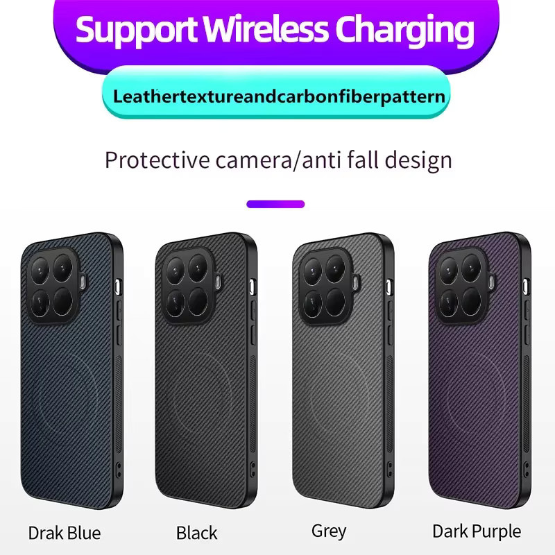 Business Carbon Fiber Texture Wireless Charge Case für Xiaomi 17 Pro Max 15T Pro Ultra stoßfeste Anti-Fingerabdruck-Schutzhülle in Schwarz und Grau - Bild 2