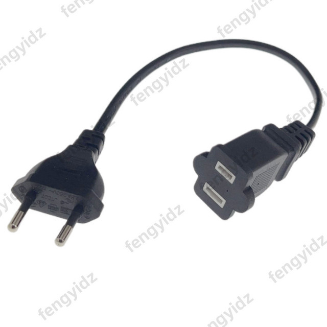 Fengyidz Netzteilkabel von Europäischem CEE7/16 1-Pin-Stecker auf USA-Buchse Nema 1-15R, Schwarz, Länge: 30 cm - Bild 1