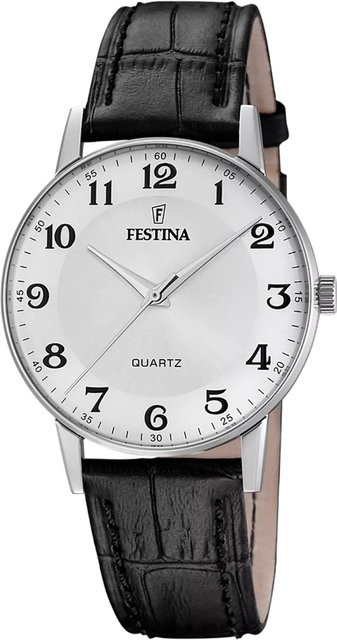 Festina Herrenuhr, Quarz, Edelstahl, 36 mm, Leder, Silber - Bild 1