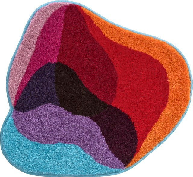 Badematte Karim 21 rund in Rot und Multicolour aus Polyacryl mit rutschfester Unterseite - Bild 1