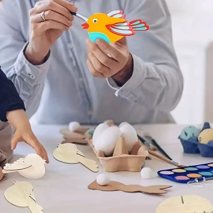 Vogelförmige Holzspäne in Weiß für DIY Bastelarbeiten und kreative Graffiti-Hängedekorationen - Bild 3