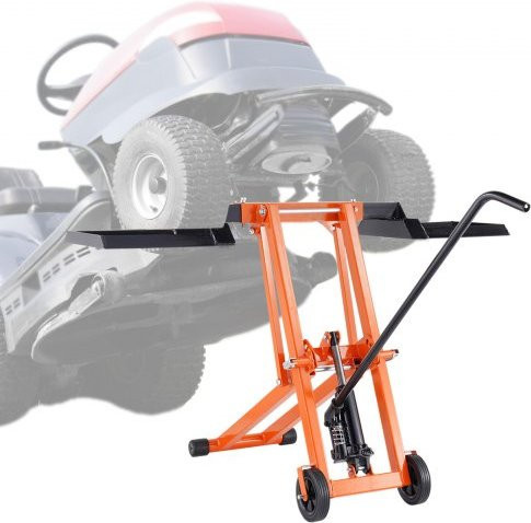 VEVOR Rasenmäherlift mit hydraulischem Wagenheber aus massivem Karbonstahl, Tragkraft: 225 kg, verstellbar und beweglich für Aufsitztraktoren und Zero-Turn-Rasenmäher, Orange - Bild 1
