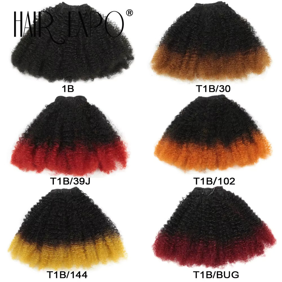 Hair Expo City Afro Kinky Curly Haarverlängerungen, 6er-Set, Ombre, Protein Faser - Bild 3