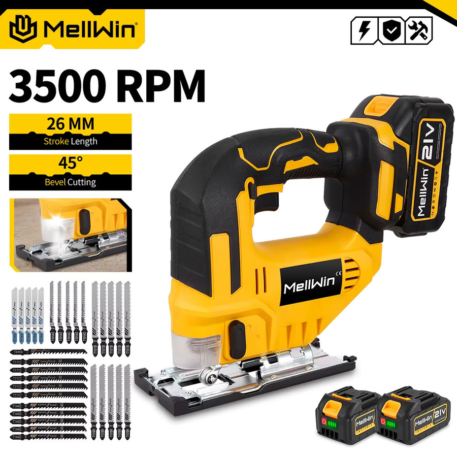 MELLWIN Akku-Elektro-Stichsäge mit 31 Klingen, kabellose Multifunktions-Dekupiersäge für Makita 18 V Akkus - Bild 5