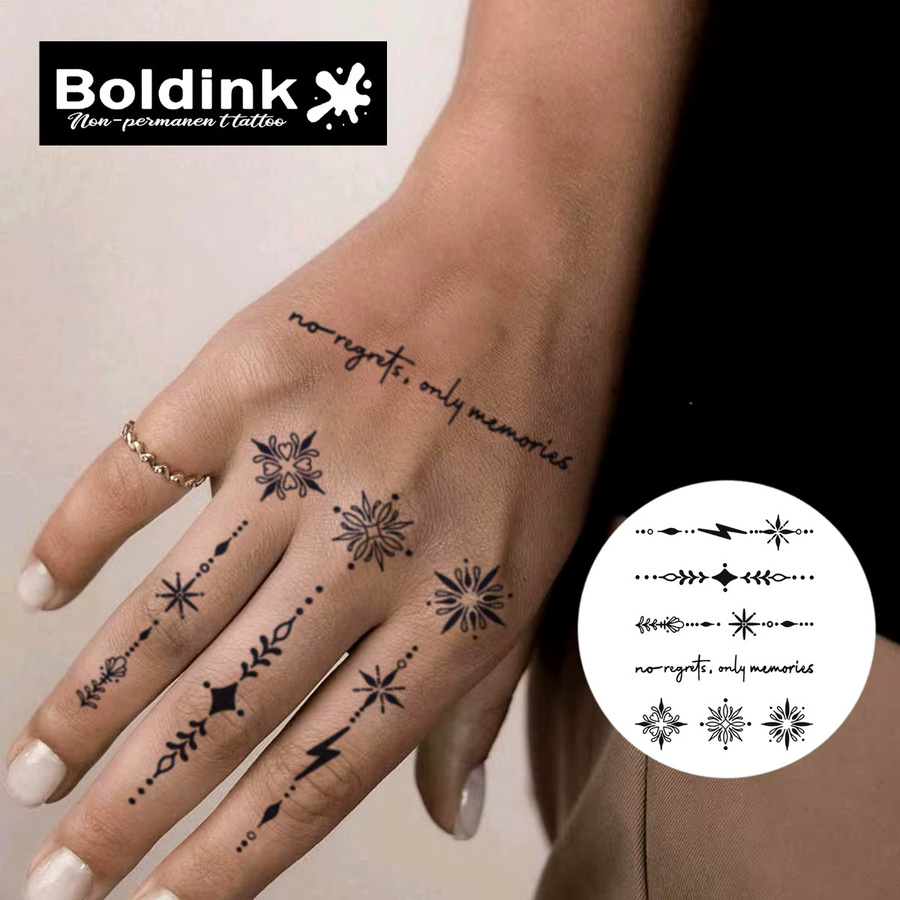 Boldink Temporäres Tattoo, Geometrische Nachrichten, Wasserfest, 15 Tage - Bild 2