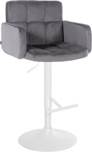 DELUKE Barhocker SUTUN Tresenhocker aus Samt mit Lehne, drehbar, Dunkelgrau und Weiß, B/T/H: 60 x 56 x 93 cm - Bild 1