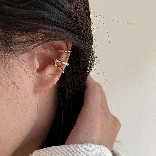 Wucifang Jewelry Ohrclips Weißgold, Zirkonia-Blätter, Unisex - Bild 1