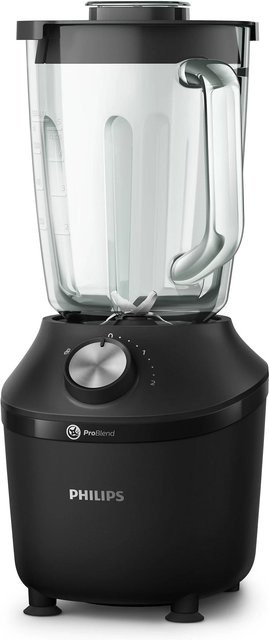 Philips Standmixer Serie 3000 HR2291/01 in Schwarz mit 600W Leistung, 2 l Glasbehälter und Eiszerkleinerungsfunktion - Bild 1