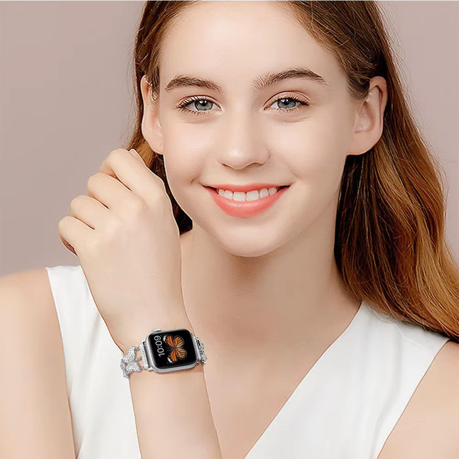 JBAILI Uhrenarmband Edelstahl, Silber, Kristall, Damen, Schmetterling - Bild 3