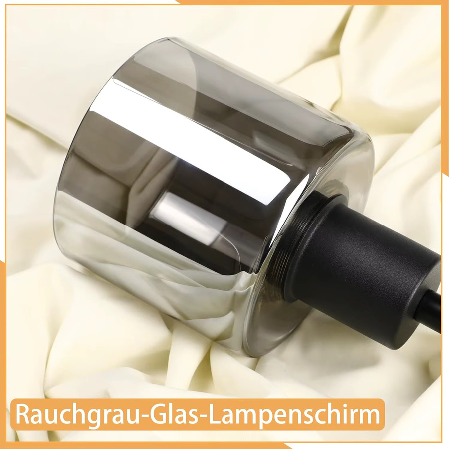 Vintage Pendelleuchte im Industrial Style mit Glaszylinder und E27 Fassung in Schwarz - Bild 5