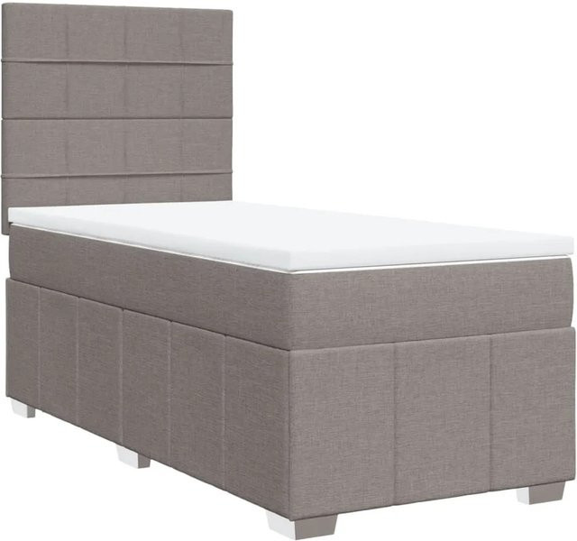 vidaXL Boxspringbett Hybrid mit Matratze und Taschenfederkern in Taupe, B/T: 90 x 200 cm - Bild 1