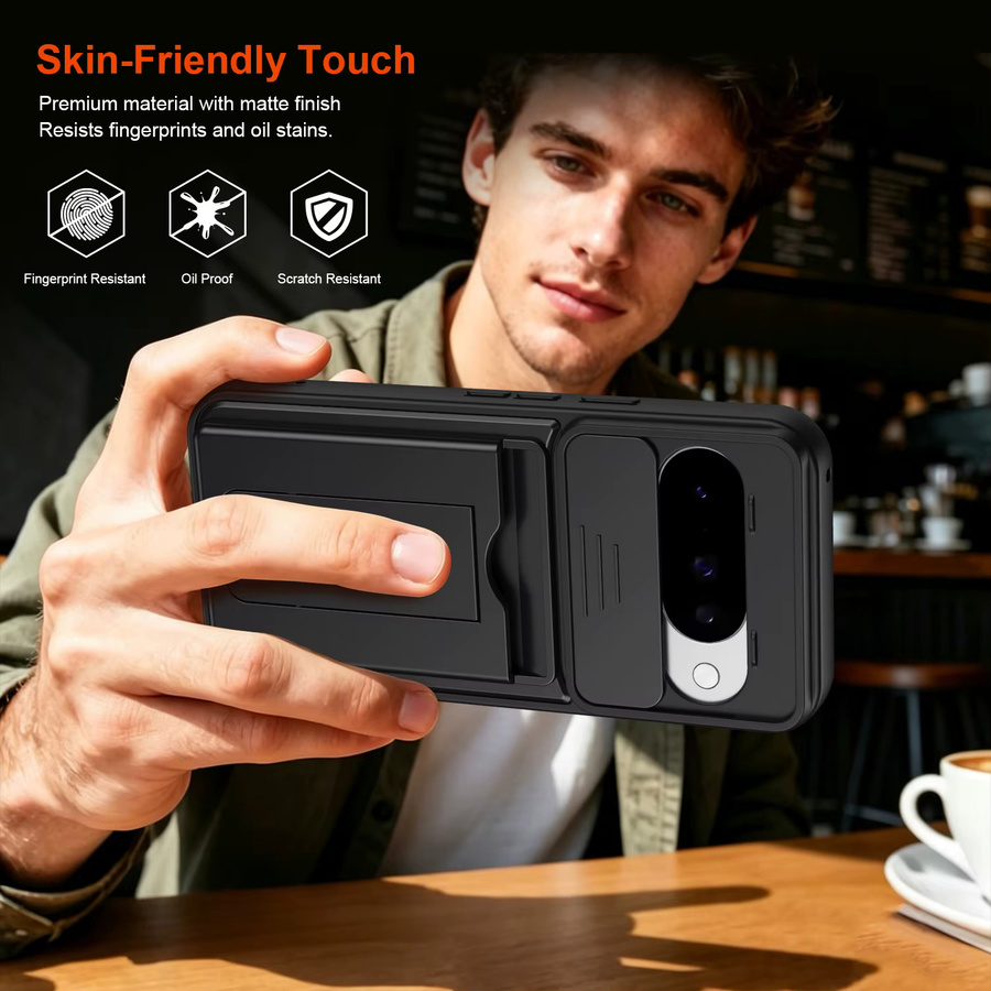 Stoßfeste Handyhülle mit Kameraschutz, Kartenfach und Standfunktion für Google Pixel 10 Pro, Pixel 11 Pro und Pixel 11 Pro XL in Schwarz - Bild 5