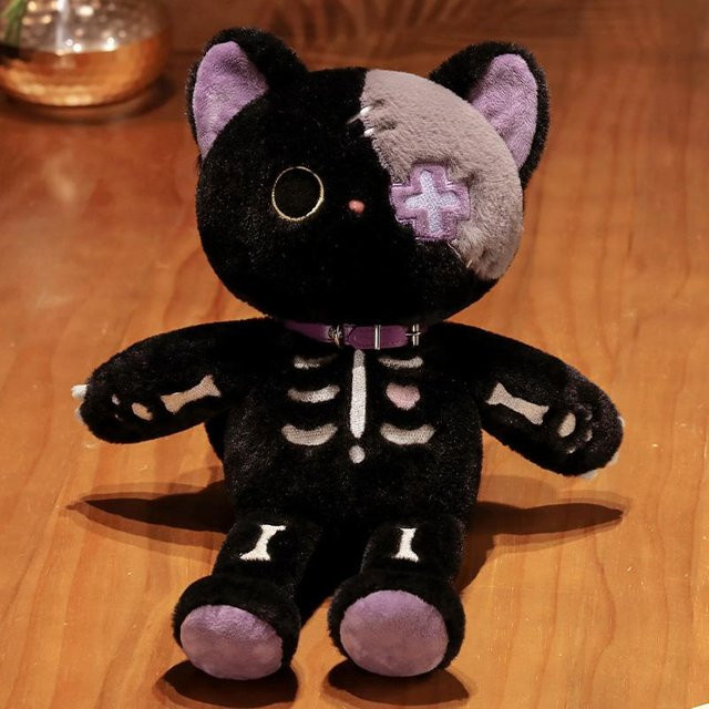 Kidsly Cartoon-Skelett-Katzen-Plüschtier, im Dunkeln leuchtend, 39 cm - Bild 1