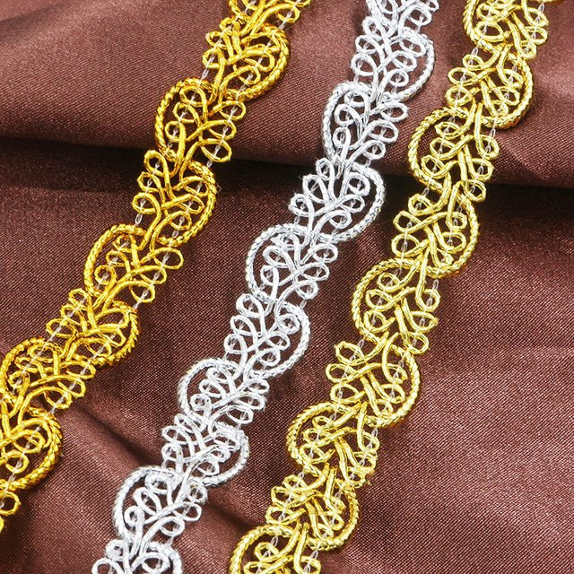 Geflochtenes Spitzenbesatz Band in Gold oder Silber für Kleidung und Heimtextilien, 25 oder 50 Meter Nähzubehör für DIY-Projekte - Bild 1